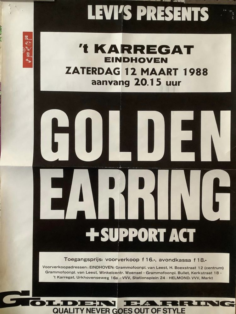 Golden Earring show poster photo March 12 1988 Eindhoven - 't Karregat by Marc Janssen